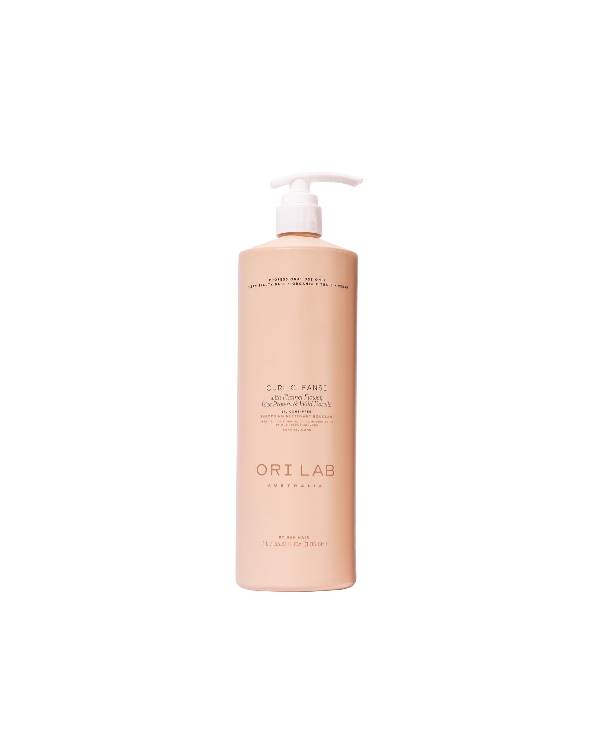 ORI LAB Curl Cleanse bottle front view highlighting silicone-free hydrating formula for defined curls