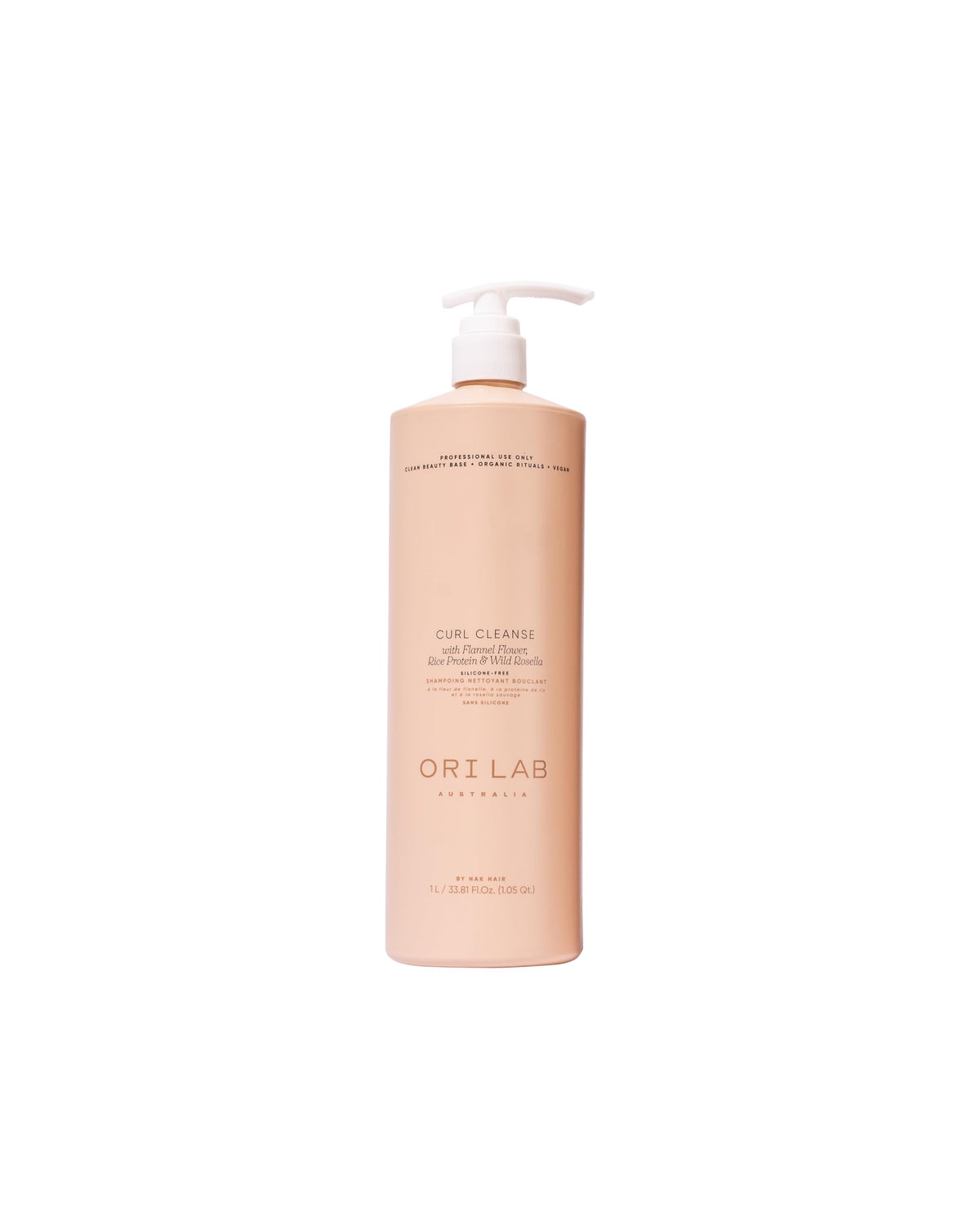ORI LAB Curl Cleanse bottle front view highlighting silicone-free hydrating formula for defined curls