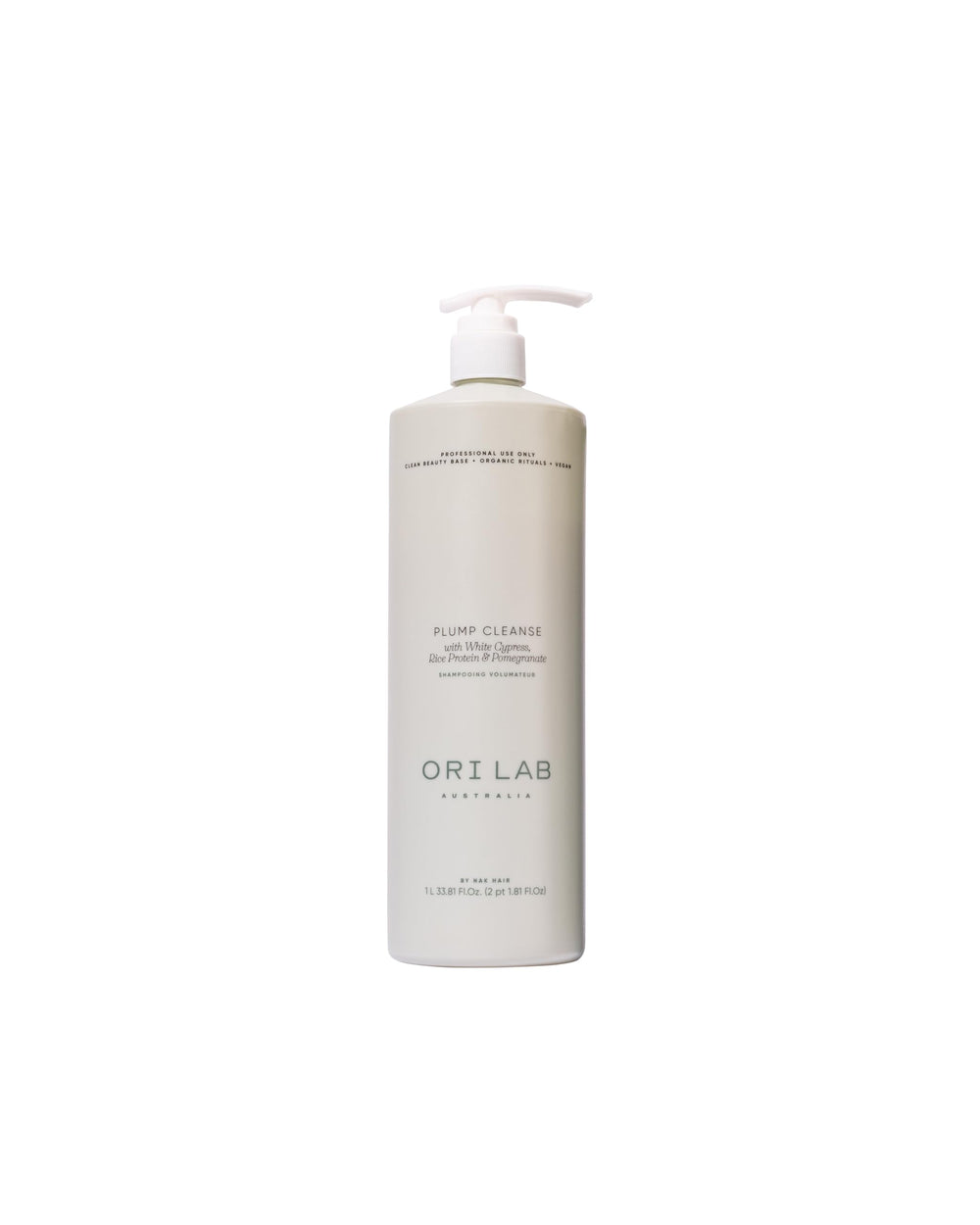 ORI LAB Plump Cleanse bottle closeup showing volumizing formula for fine hair