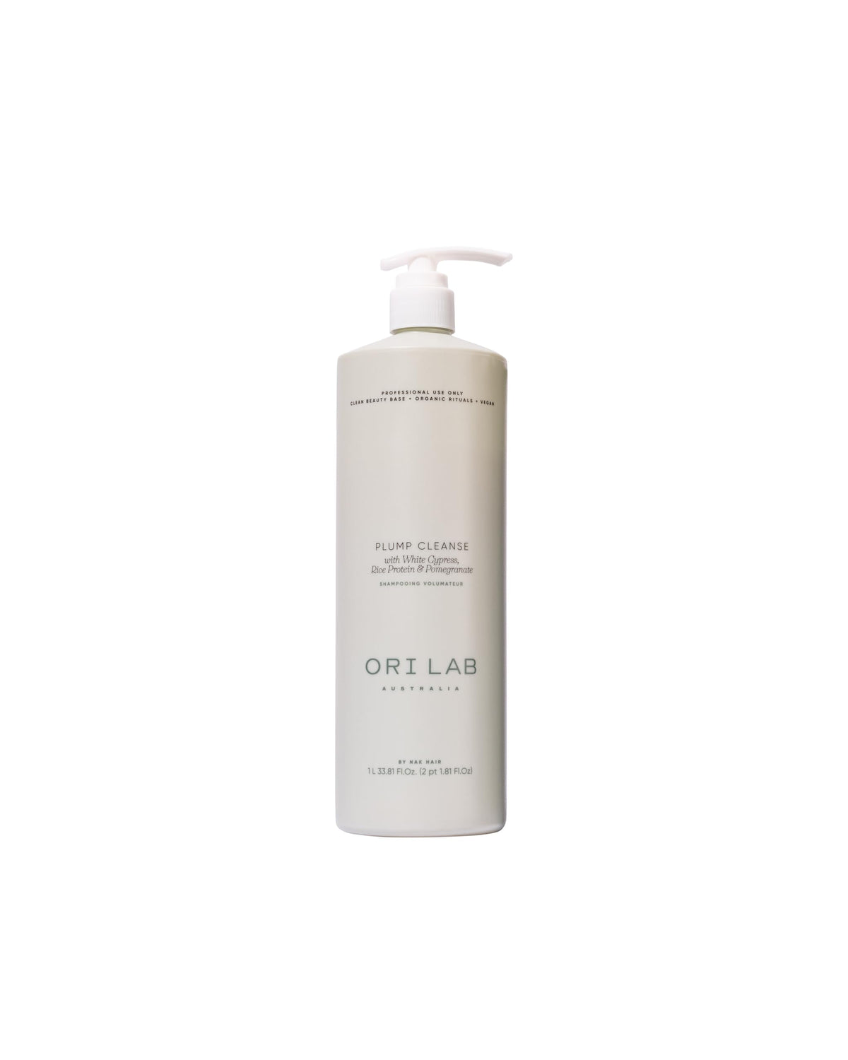 ORI LAB Plump Cleanse bottle closeup showing volumizing formula for fine hair