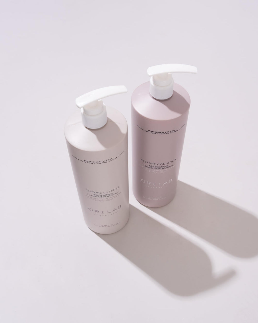 ORI LAB Restore Cleanse ingredients snowflower, camellia oil, oat extract for plant-based nourishment.