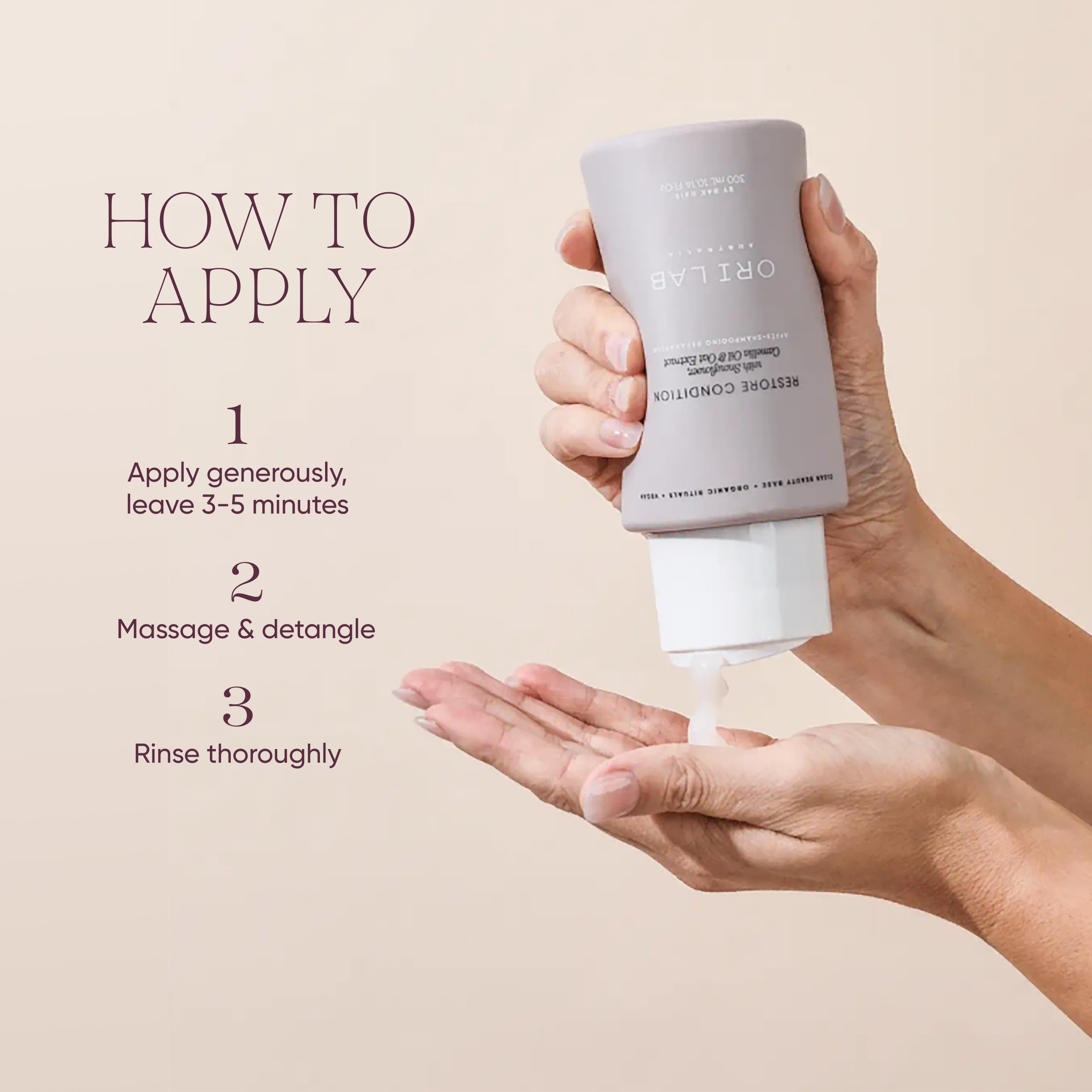 ORI LAB Restore Condition cream-texture conveys gentle, sulfate-free care.