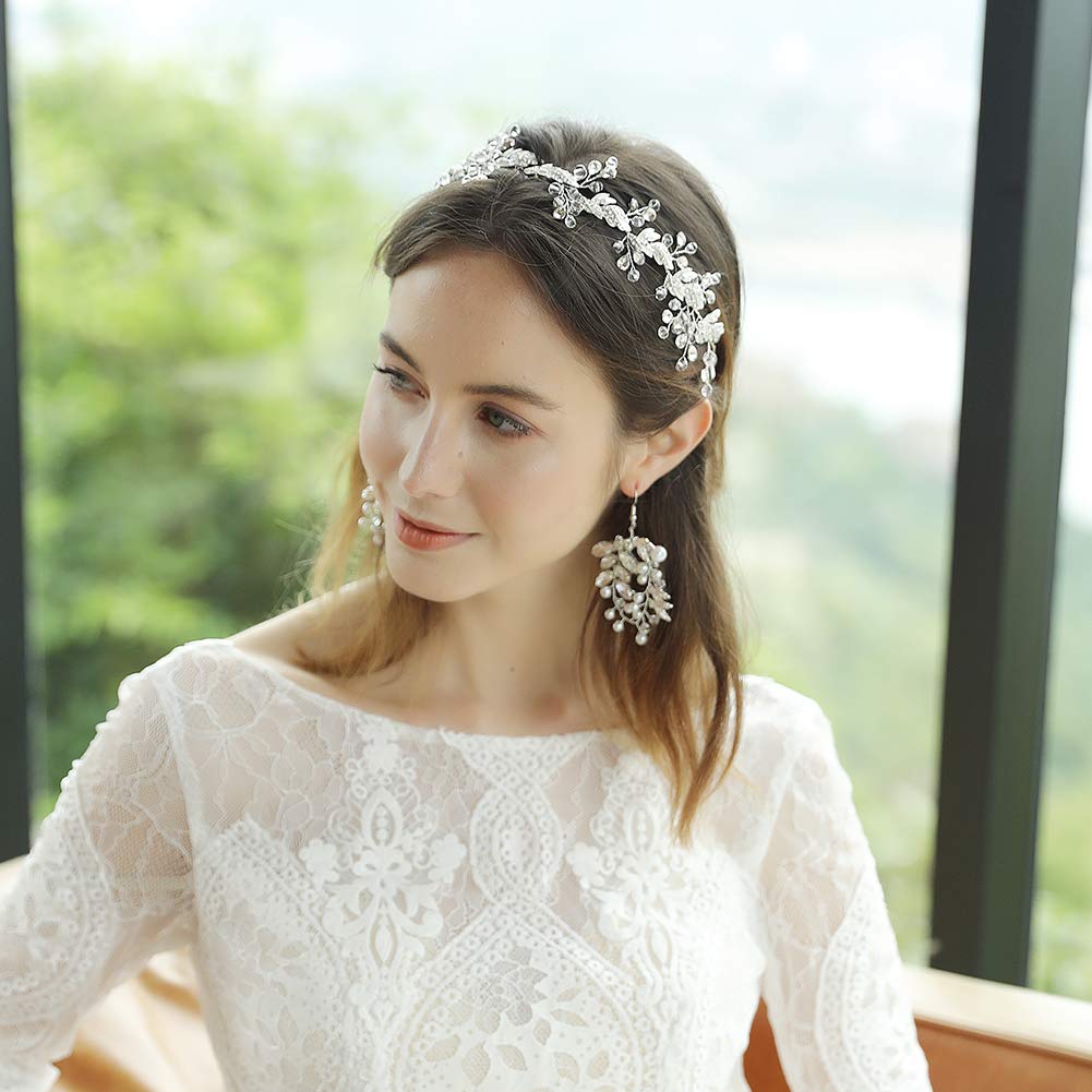 Oriamour bridal headband with crystals, elegant all-day wear