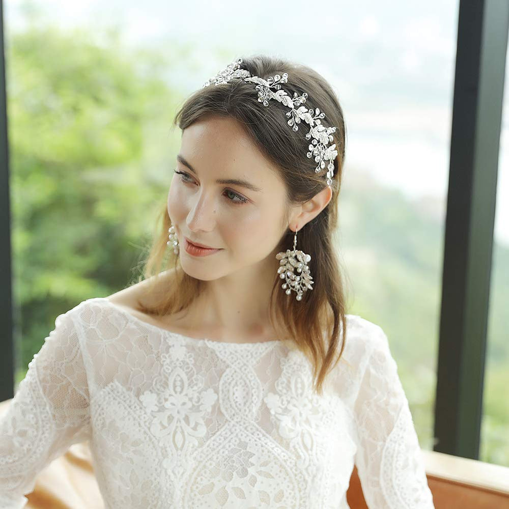 Oriamour bridal headband with crystals, elegant all-day wear