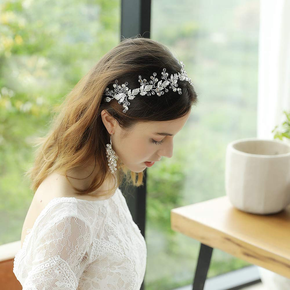 Oriamour crystal headband in silver finish adds subtle glam to styling