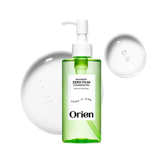 Orien Mugwort Zero Film Cleansing Oil bottle for gentle makeup removal.