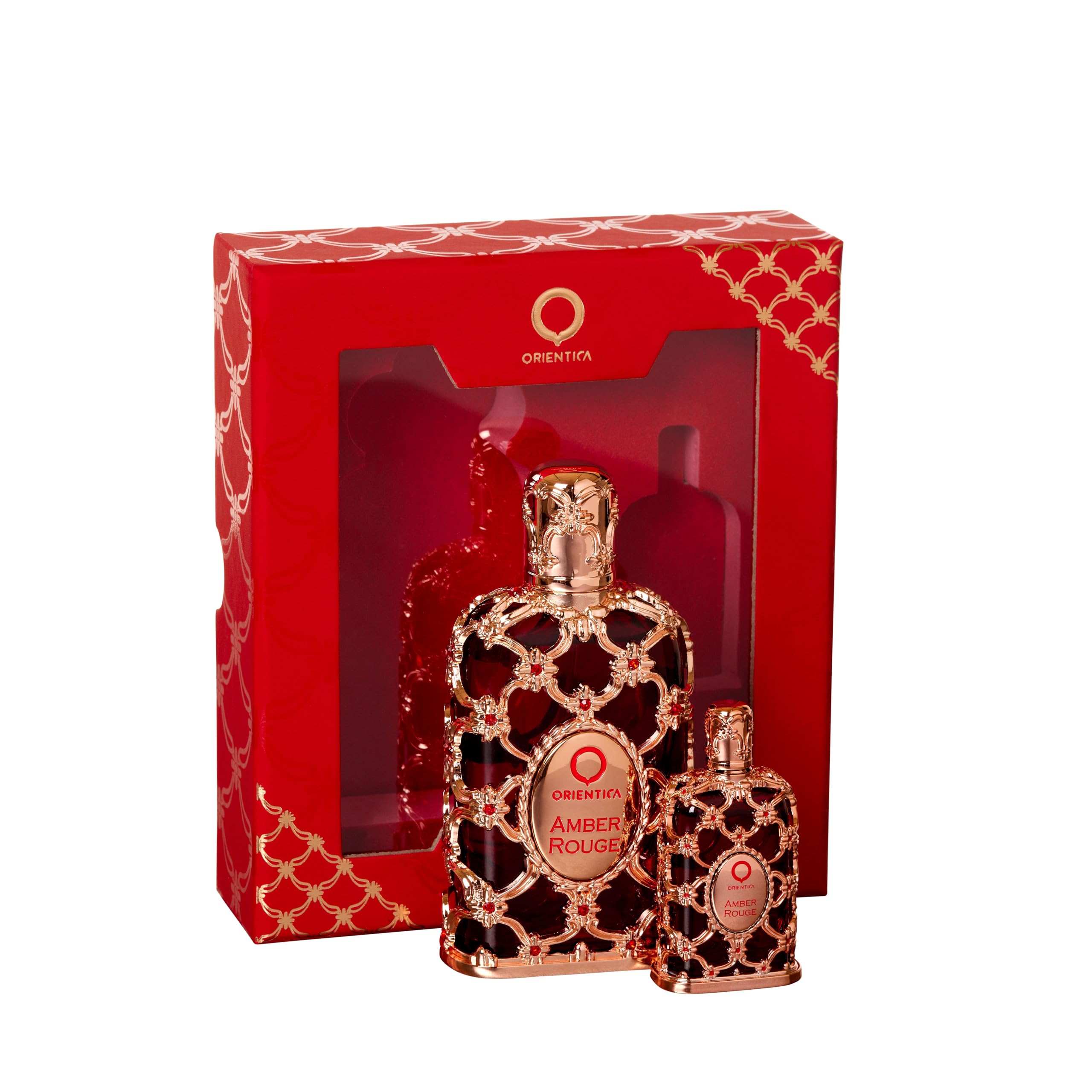 Orientica Amber Rouge heart notes with saffron and praline for a luxurious core.