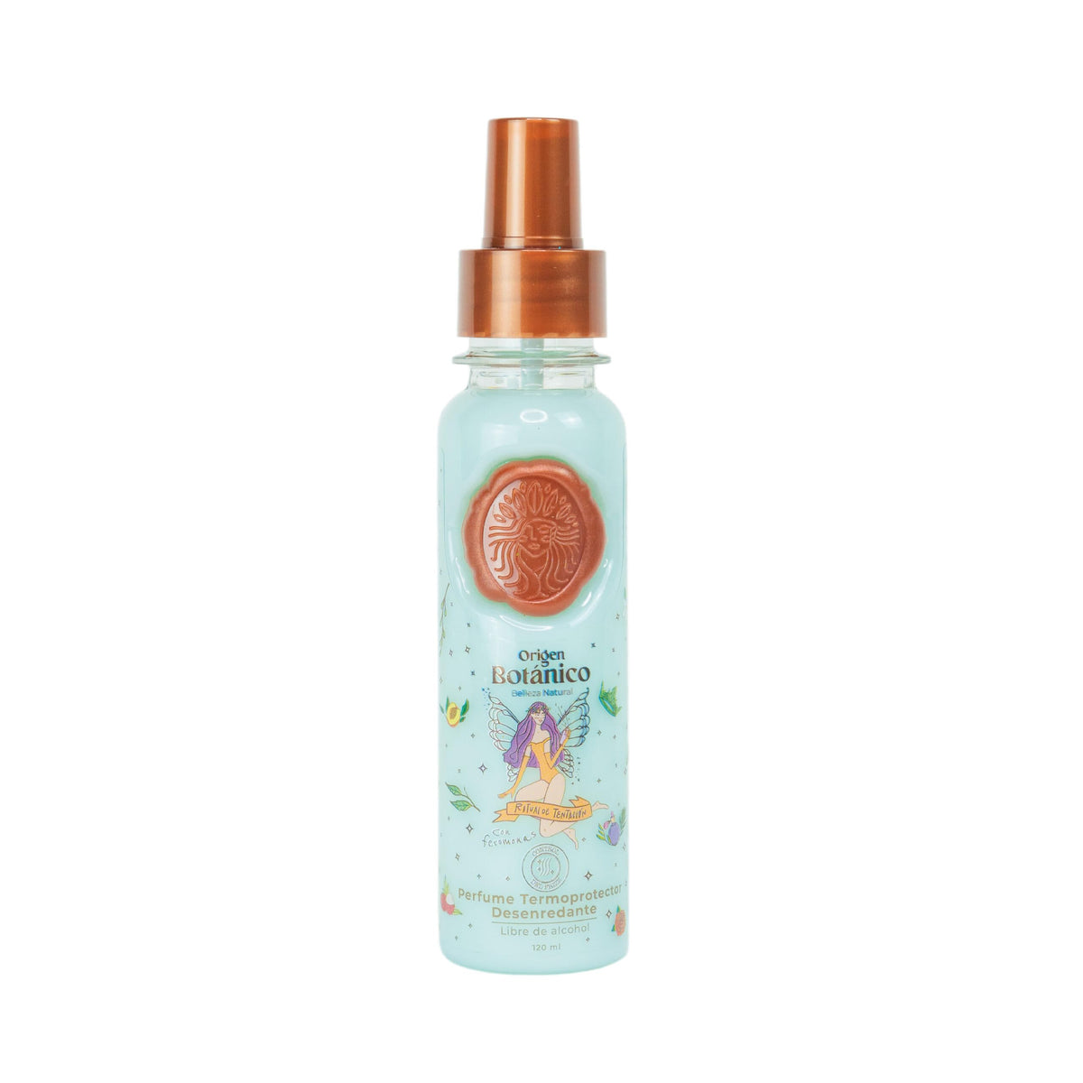 Origen Botánico Termoprotector hair perfume bottle; protective aroma for daily styling.