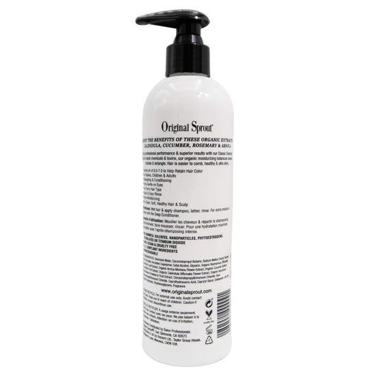 Original Sprout Classic Shampoo bottle back label highlights clean ingredients