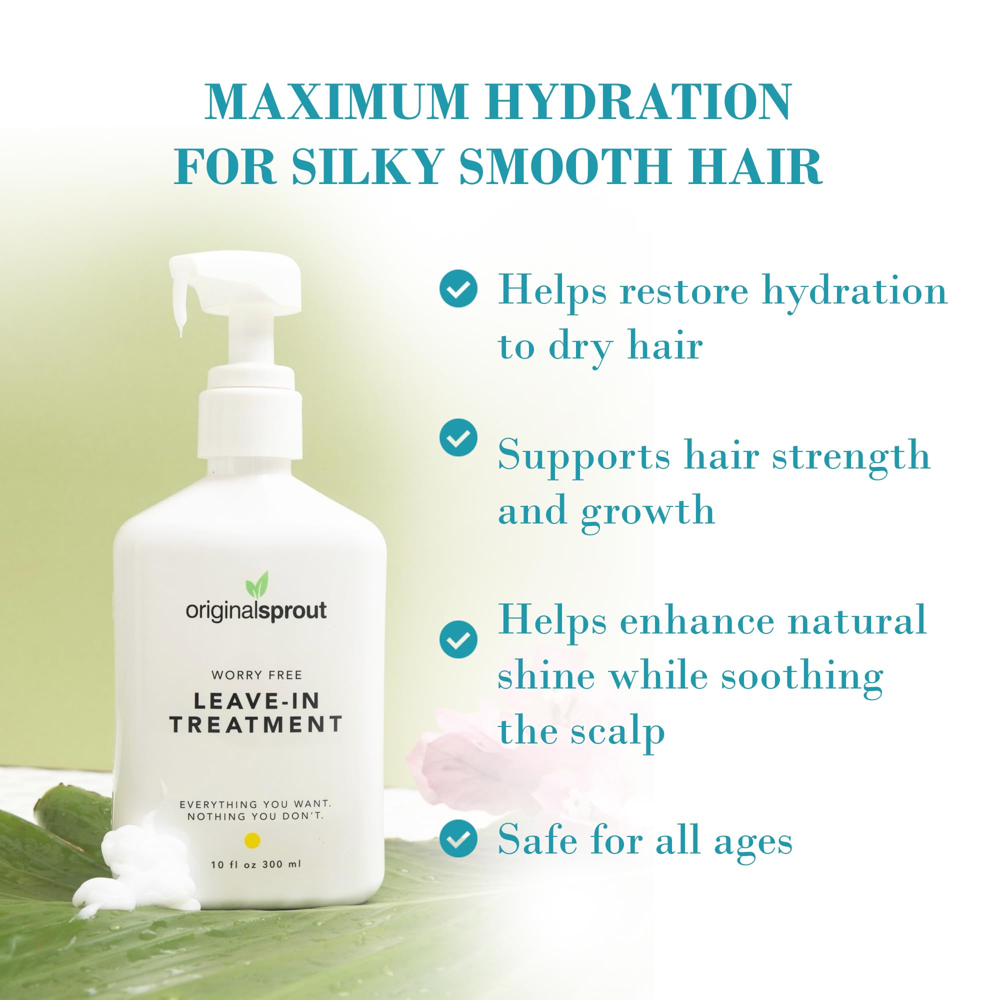 Original Sprout leave-in application shot highlighting smooth, tangle-free hair daily use.