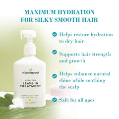Original Sprout leave-in application shot highlighting smooth, tangle-free hair daily use.