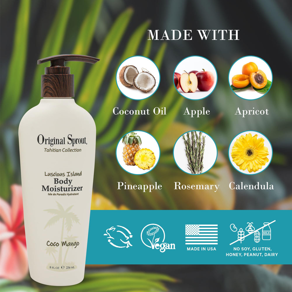 Coconut mango fragrance of Original Sprout Luscious Island for tropical routine