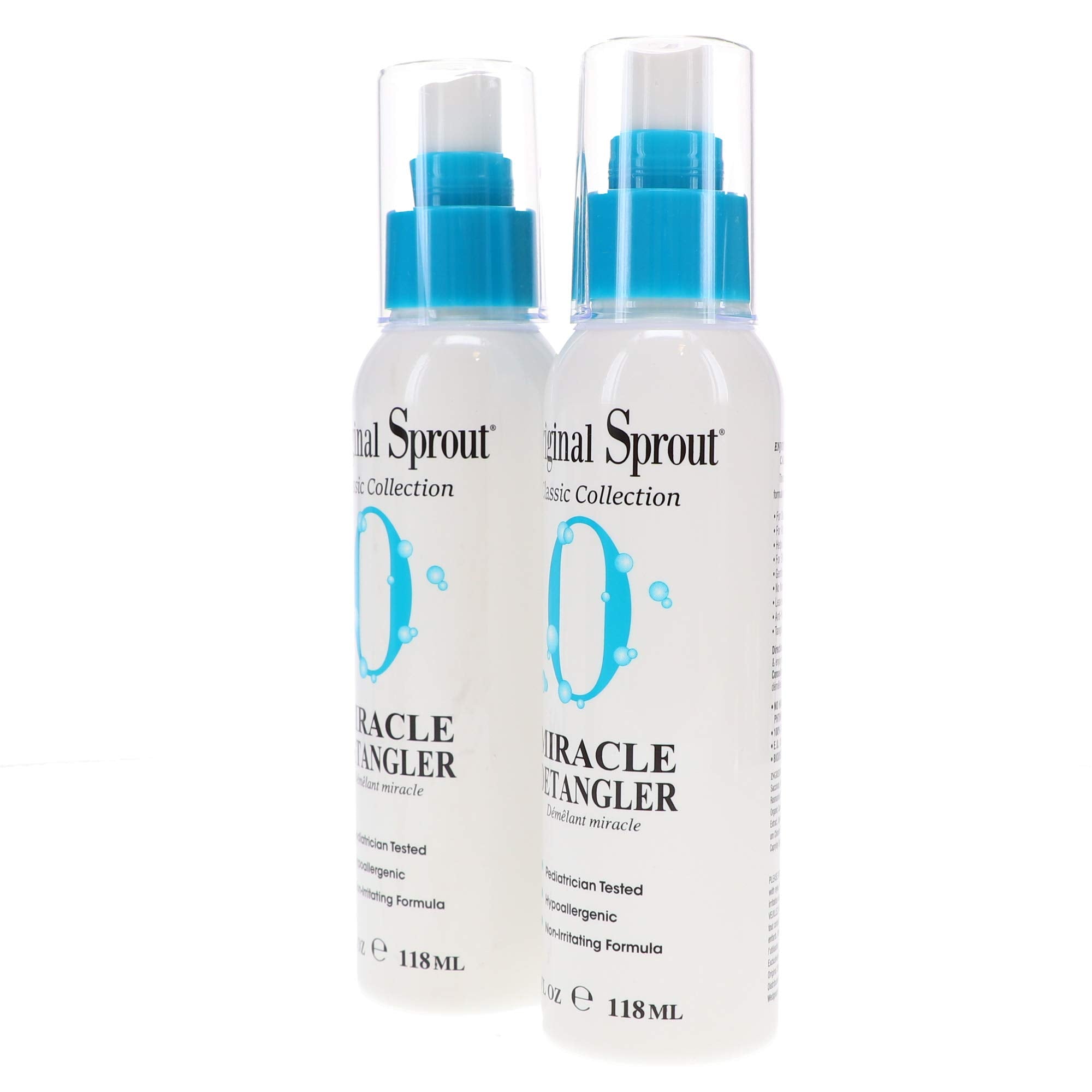 Original Sprout Miracle Detangler bottle back label highlighting clean, hormone-free ingredients