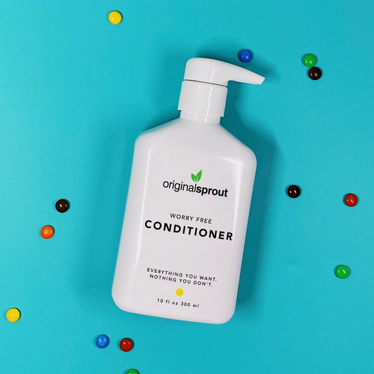 Original Sprout Worry Free Conditioner label close-up showing natural ingredients