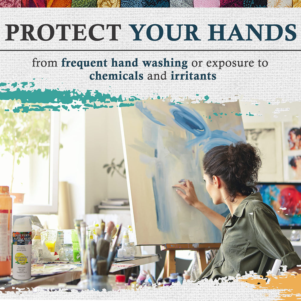 Quilter’s Hand Cream with aloe vera protects skin during long sewing projects