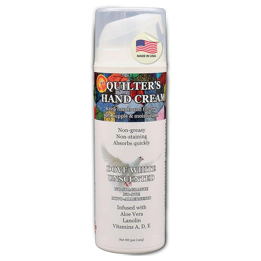 Original Udder Balm Quilter’s Hand Cream bottle shown for quick-absorbing hydration during quilting