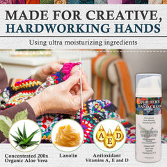 Quilter’s Hand Cream label highlights USA-made formula