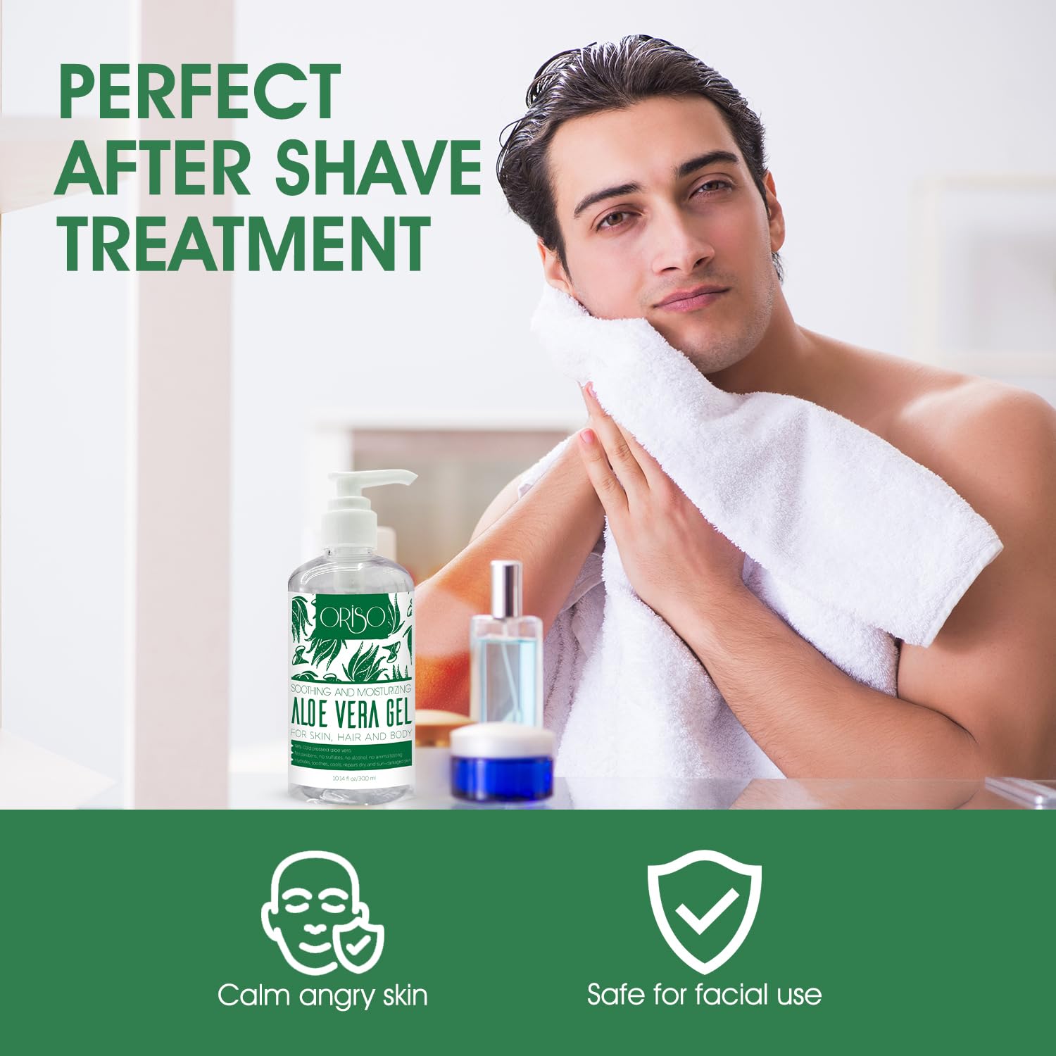 Oriso Aloe Vera Gel after sun exposure provides cooling relief and moisture