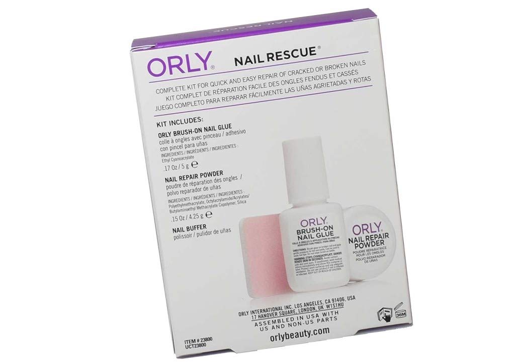 Orly Nail Rescue Kit nail repair powder smooths and reinforces cracked nails.