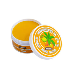 OroCarrot Maximum Brown Tanning Gel mango bottle for a natural bronze finish with mango scent.