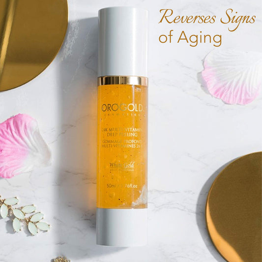 Orogold White Gold 24K Deep Peeling gold particles add a luxurious glow