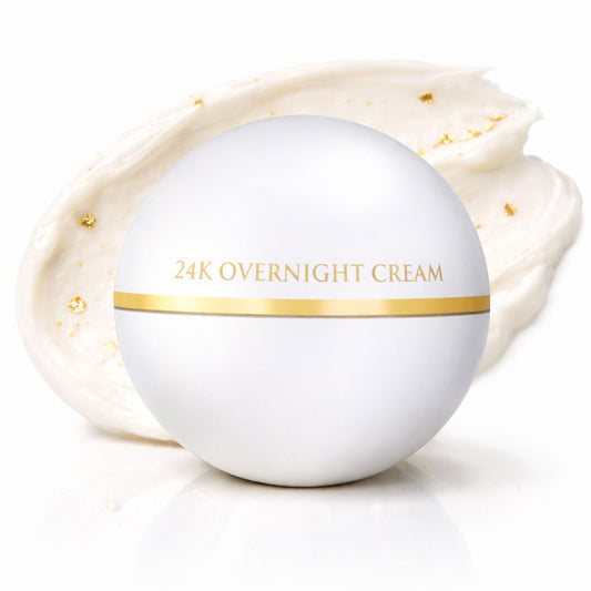 Orogold White Gold 24K Overnight Cream jar delivering rich hydration.