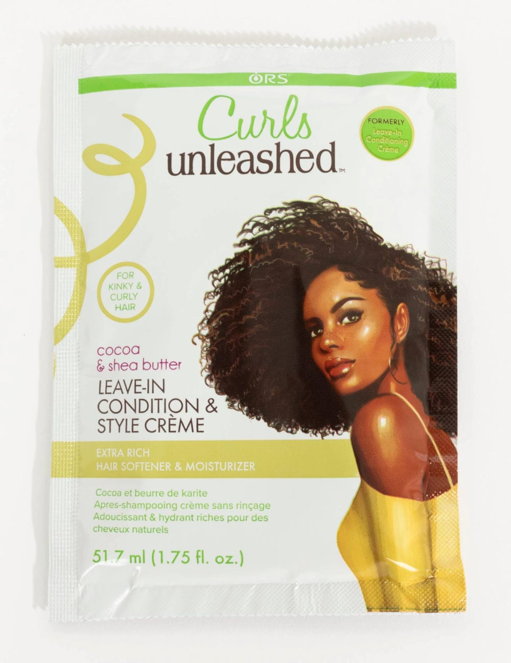 Soft detangling with ORS Curls Unleashed leave-in, smoother strands.