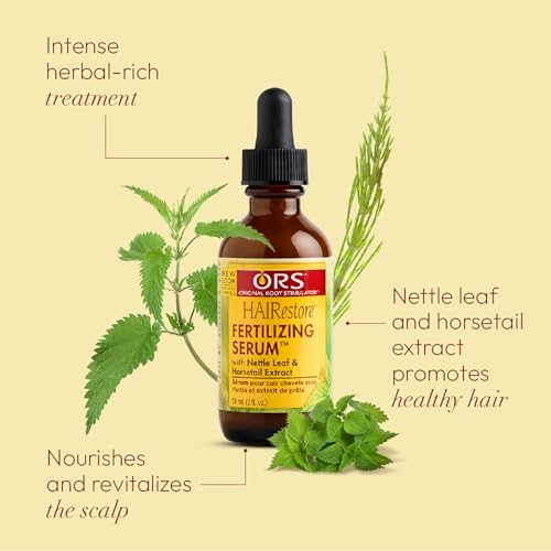 ORS Hairrestore Serum bottle close-up showing application for healthy hair growth