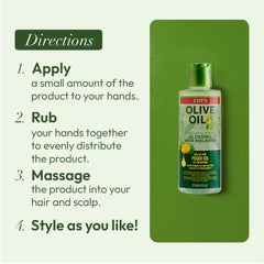 ORS Olive Oil Anti-Frizz Glossing Hair Polisher shiny finish after styling.