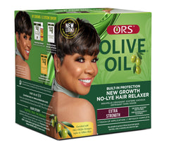 ORS Olive Oil Build-In Protection No-Lye Relaxer kit box and tubes for easy at-home use.