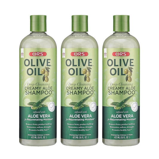 ORS Olive Oil Deep Cleansing Shampoo bottle highlights nourishing base for natural and relaxed hair.
