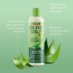 Creamy lather demonstrates gentle cleansing and softness from ORS shampoo.