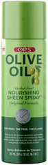 ORS Olive Oil Nourishing Sheen Spray bottle delivers lightweight shine for all hair textures