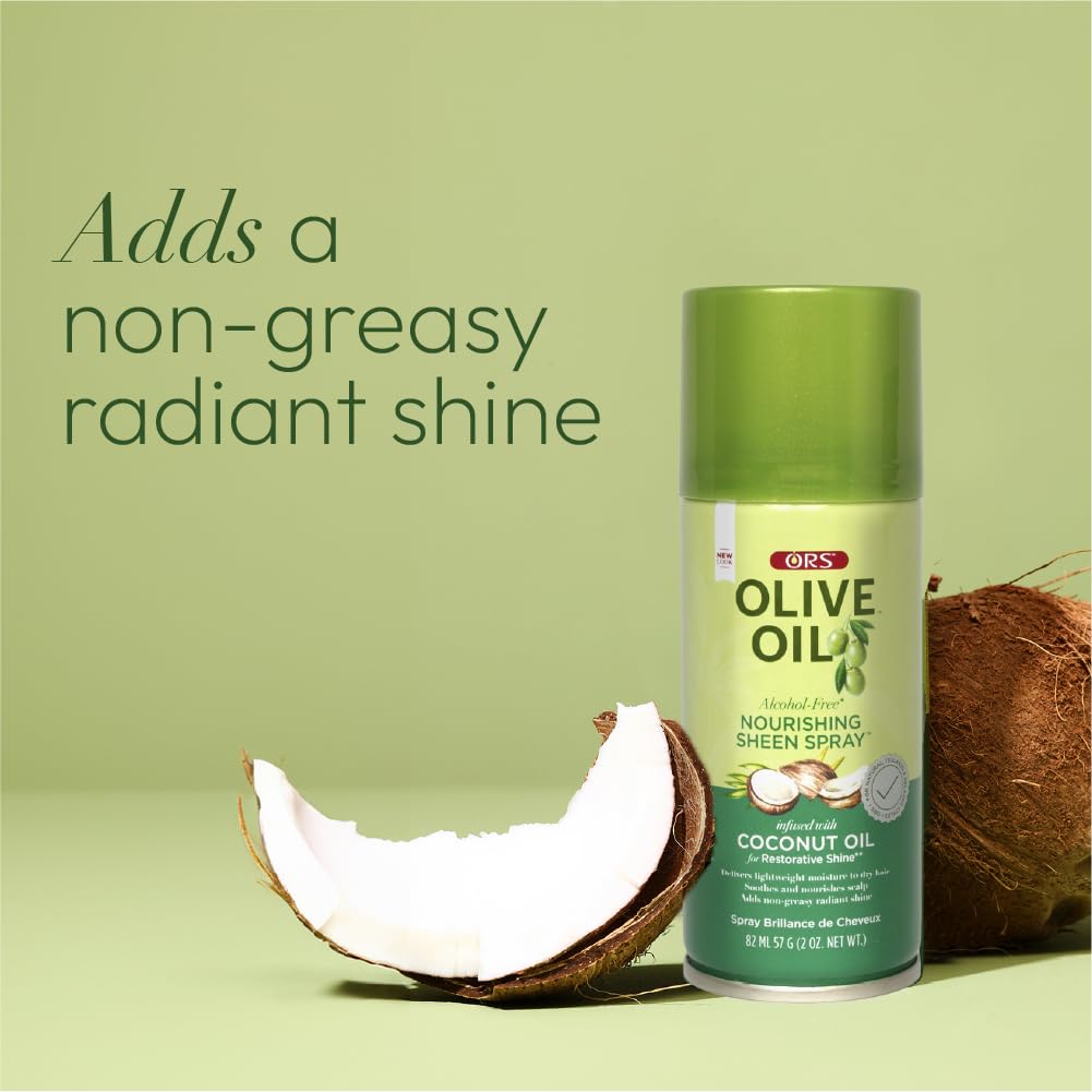 ORS Olive Oil Nourishing Sheen Spray close-up glossy finish