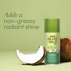 ORS Olive Oil Nourishing Sheen Spray close-up glossy finish