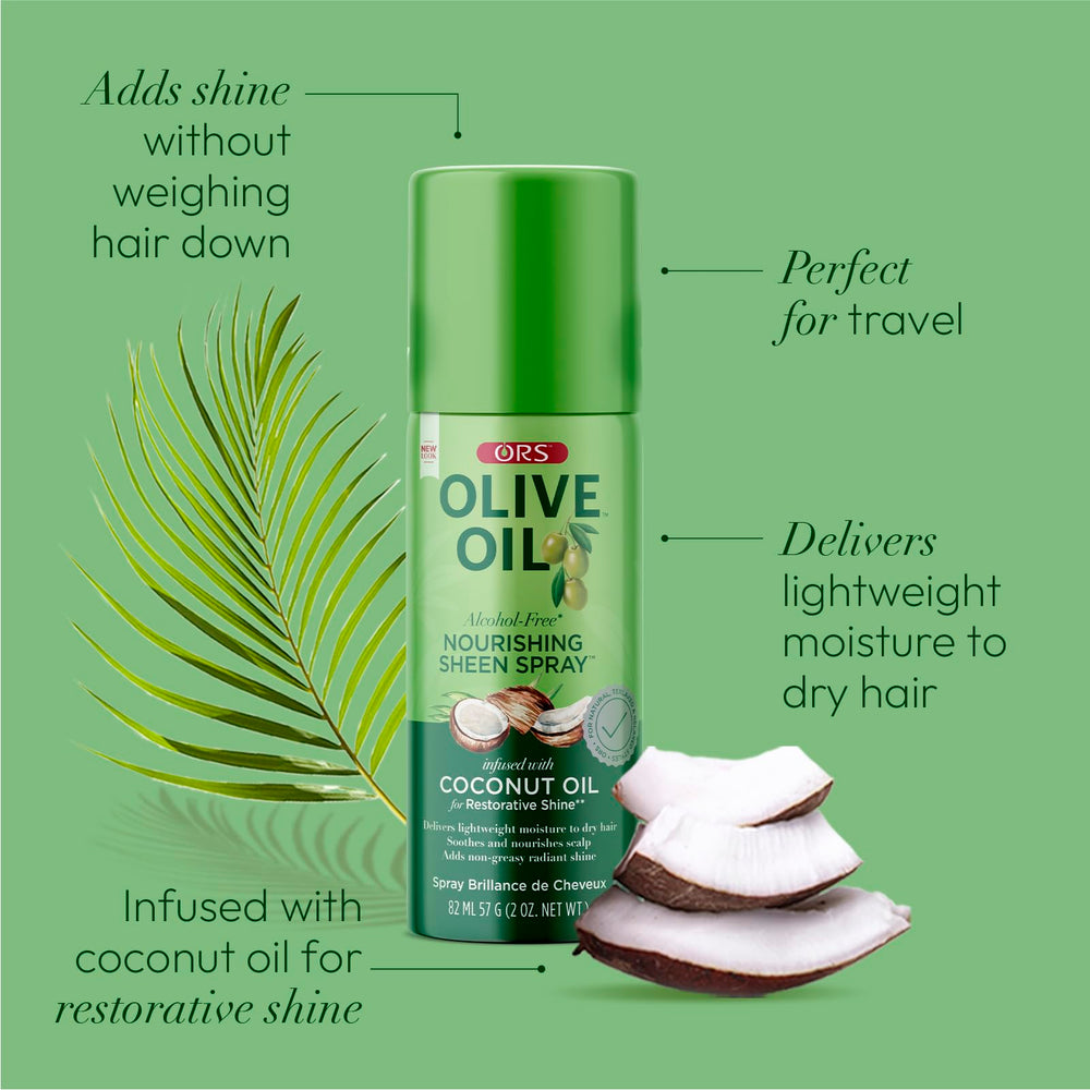 ORS Olive Oil Nourishing Sheen Spray mist dispenses evenly for luster