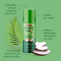 ORS Olive Oil Nourishing Sheen Spray mist dispenses evenly for luster