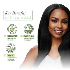 ORS Olive Oil Nourishing Sheen Spray on hair shows softness and manageability