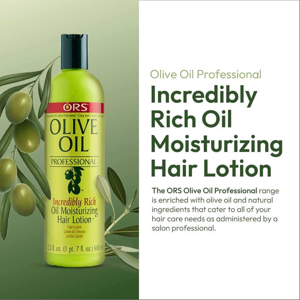 ORS Olive Oil Professional Rich Oil application on hair demonstrates easy, even coverage