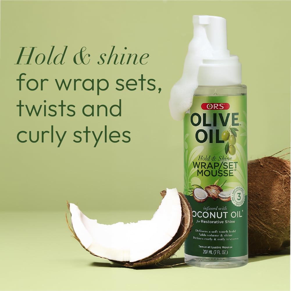 ORS Coconut oil infusion visible for smoothing and added shine