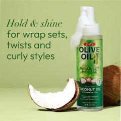 ORS Coconut oil infusion visible for smoothing and added shine