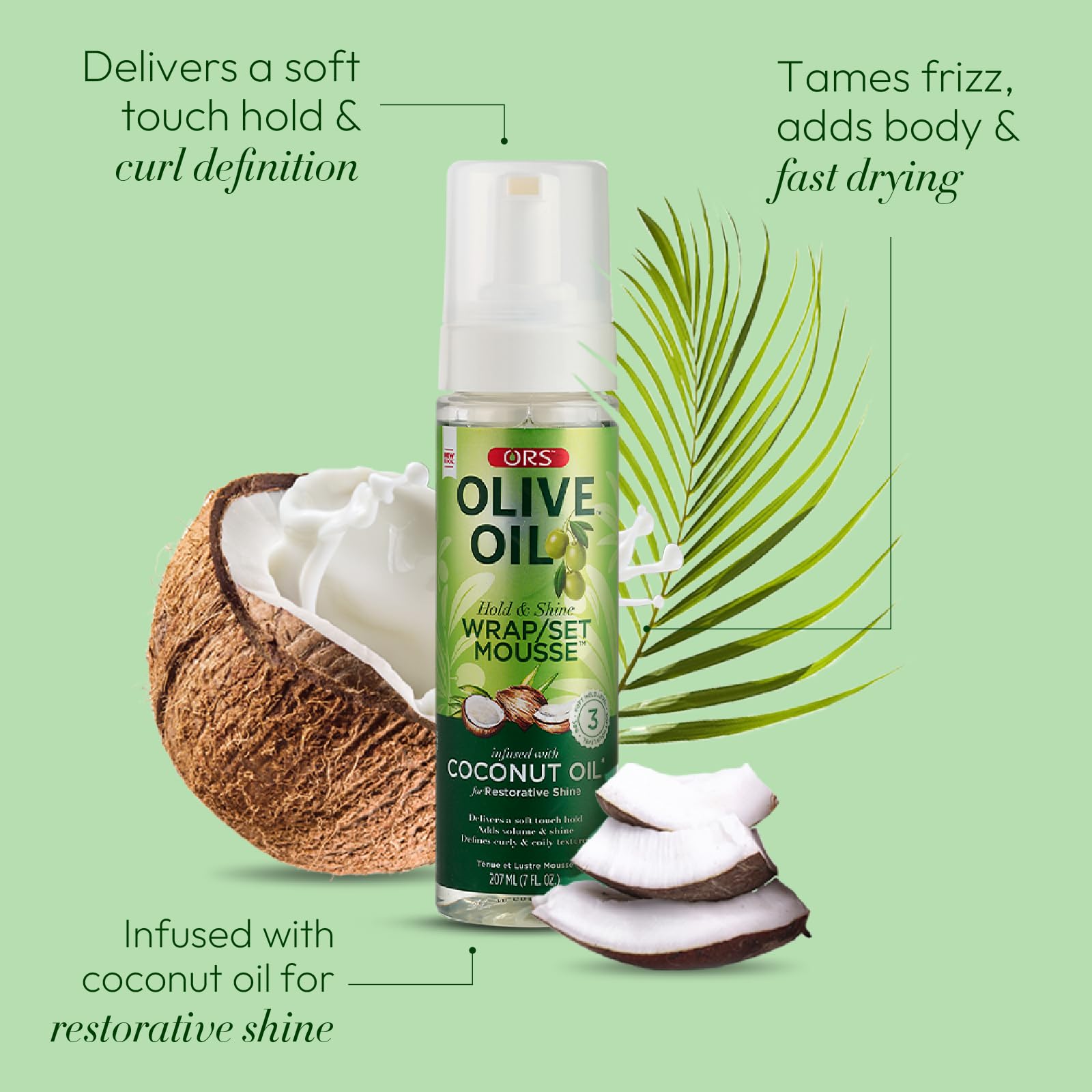 Mousse texture close-up highlighting moisture from Olive Oil and Panthenol
