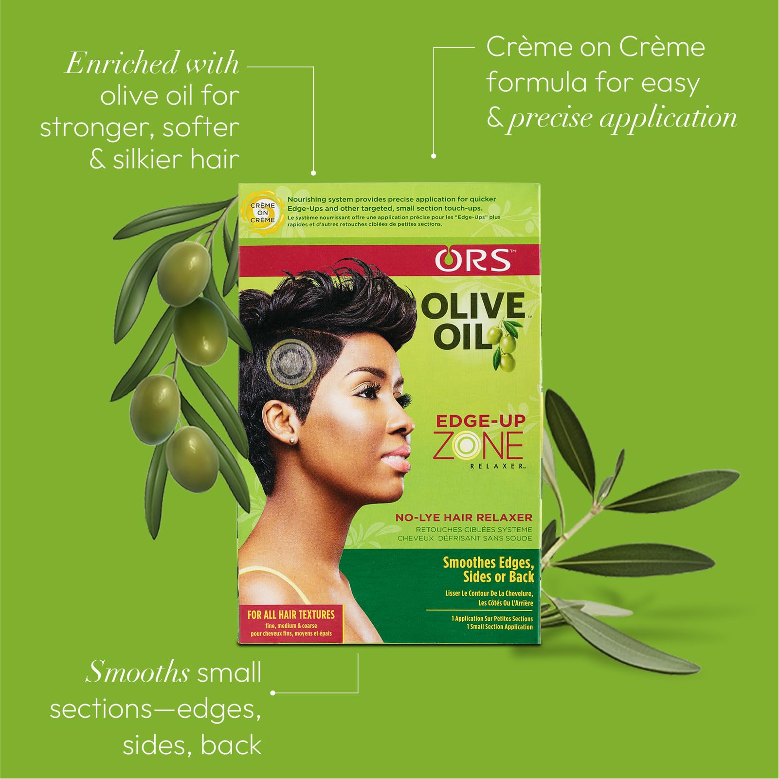 ORS Olive Oil Zone Relaxer Kit creme-relaxer image showing creamy formula.