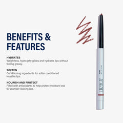 Close-up of Ortega Beauty lip liner fine tip enabling precise edges.