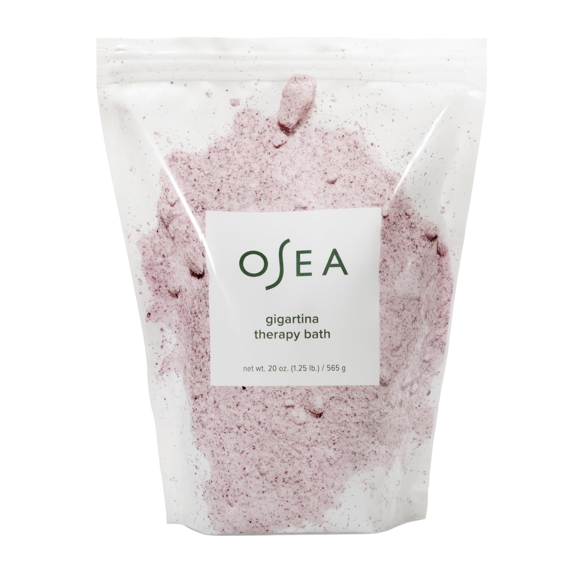 OSEA Gigartina Therapy Bath Soak jar shows mineral hydration for a nourishing soak.
