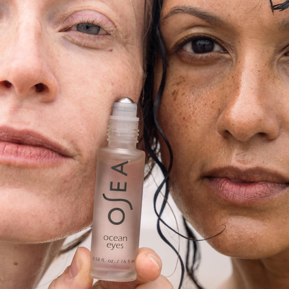 OSEA Ocean Eyes compact bottle in morning routine for revived eyes.