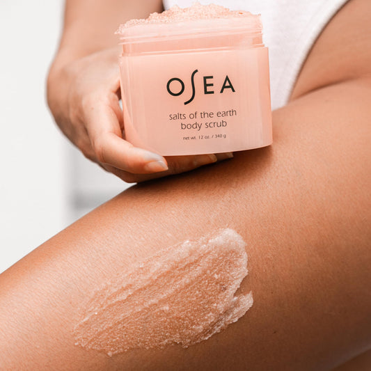 Creamy shea butter base nourishes skin in the OSEA scrub.