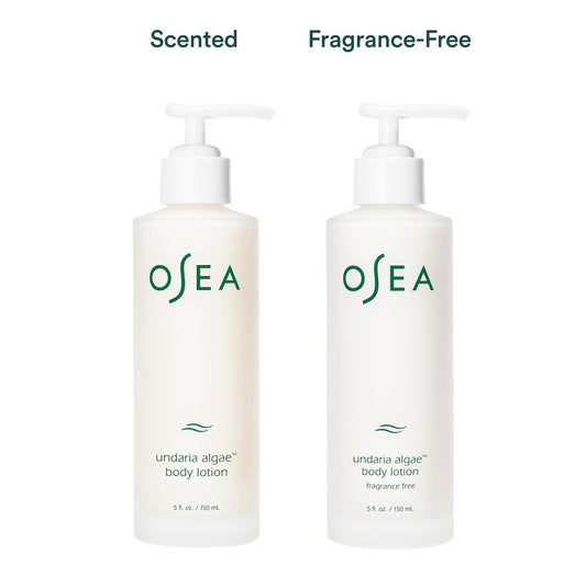 Close-up texture of OSEA Undaria Algae Fragrance Free Body Lotion shows a light, non-greasy feel