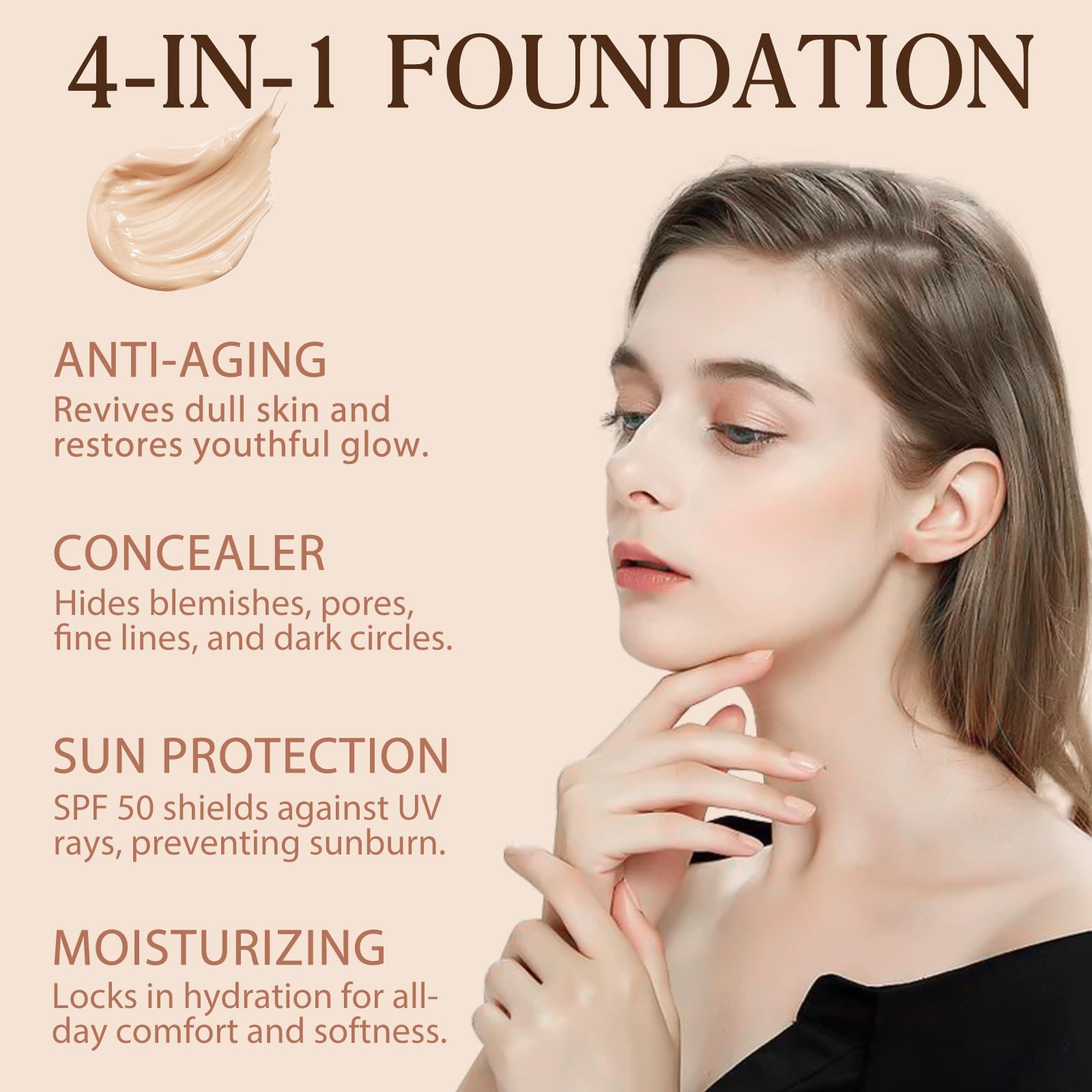 O.SECERT Color Changing Foundation texture close-up reveals lightweight, moisturising feel.