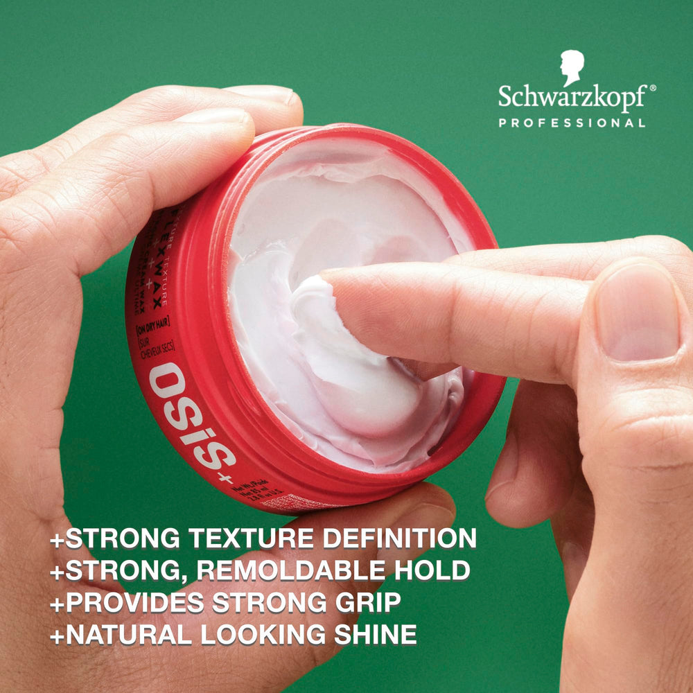 OSiS+ Flexwax applied to dry hair for lasting moldable texture.